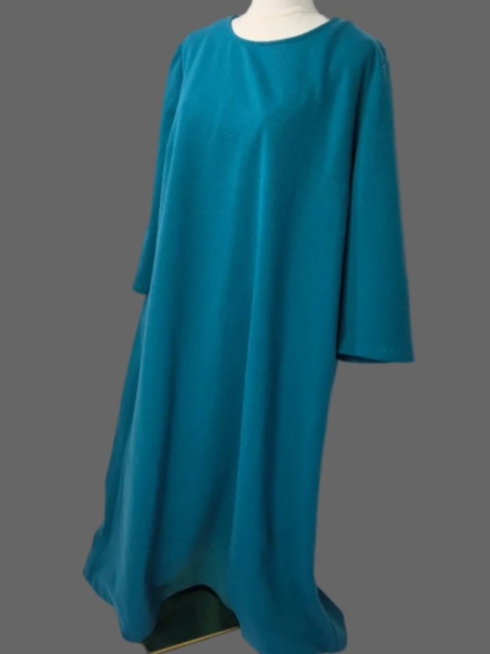 Appleseed’s Women’s 2X Teal Blue Midi Shift Dress 3/4 Sleeve